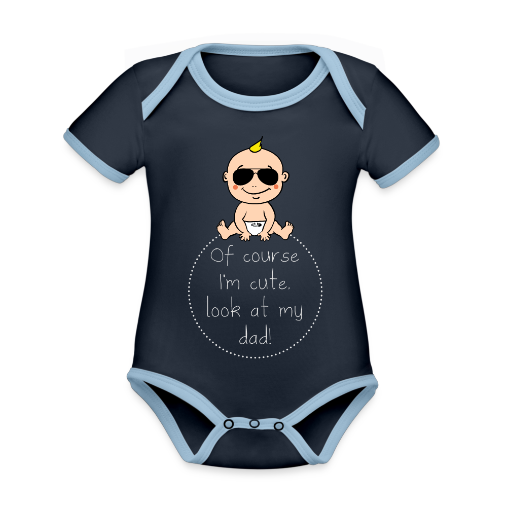 Organic Baby Contrasting Bodysuit - navy/sky